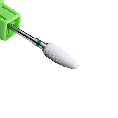 MZCMSL Coarse Grit Ceramic Nail Drill Bit,White Ceramic Cone File Bit, 3/32 Flame Style Gel Nail Polish Removing Nail Art Tool