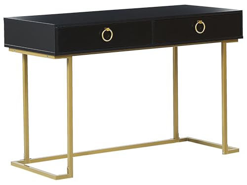 Beliani Moderner, rechteckiger Konsolentisch schwarz/Gold mit Metallgestell Westport