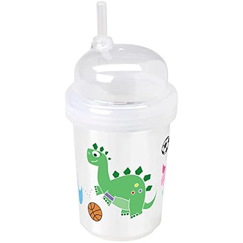 nuspin kids 8 oz Zoomi Straw Sippy Cup, Sports Dinosaurs Style Cover