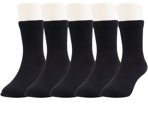 La Mejor Selección de Calcetines de deporte para Niño . 47 T.H.L.S - Calcetines para niños y jóvenes, paquete de 5, uniforme escolar para niños y niñas, calcetines sin costuras a rayas en el tobillo, 5pk- negro, 10-14 Años