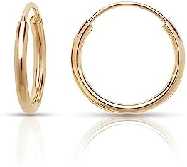 14k Yellow Gold Endless Hoop Earrings 10x1.0mm
