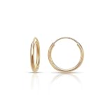 14k Yellow Gold Endless Hoop Earrings 10x1.0mm