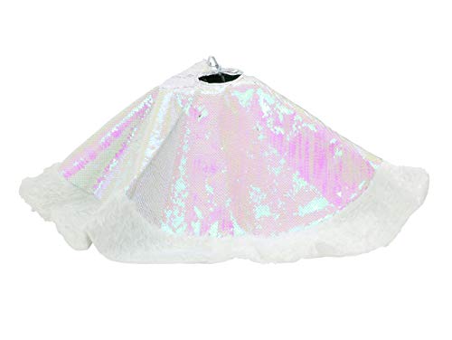 Iconikal Fabric Christmas Tree Skirt, 35.5-Inch Diameter, Iridescent Sequin #TOP26