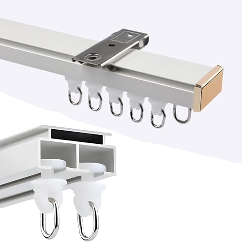 Rails de rideaux doubles haut de gamme en aluminium blanc de 2m - 2