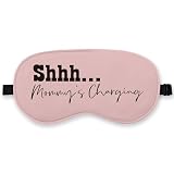 QLMX Mommy's Charging Silk Eye Mask for Sleeping, Funny Gift for Pregnant Wife, Blindfold Adjustable Strap Night Sleep Mask for New Mom, Airplane Travel Nap, Mothers Day Gifts Sleeping Mask Eye Cover