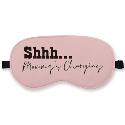 QLMX Mommy's Charging Silk Eye Mask for Sleeping, Funny Gift for Pregnant Wife, Blindfold Adjustable Strap Night Sleep Mask for New Mom, Airplane Travel Nap, Mothers Day Gifts Sleeping Mask Eye Cover