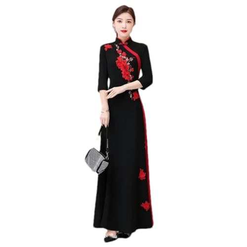 Robe de soirée élégante brodée style chinois pour événements chic