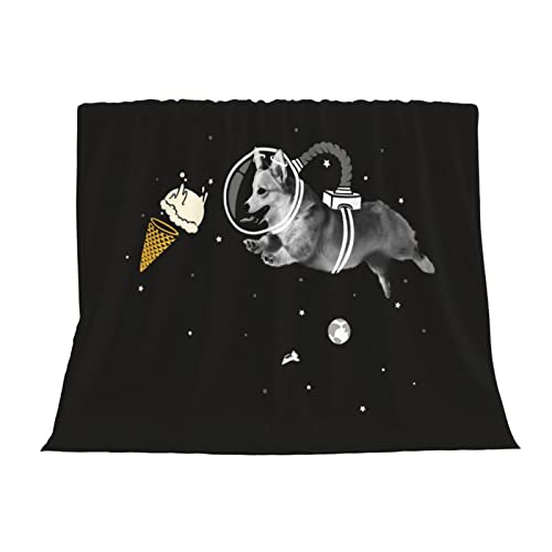 Couverture flanelle Space Corgi cadeau original et plaid microfibre lit