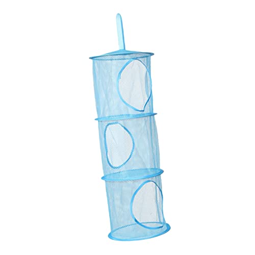 Levemolo Mesh Hanging Storage Bag 3 Tier Toy Organizer Collapsible Hanging Basket Sundries Bag Foldable Mesh