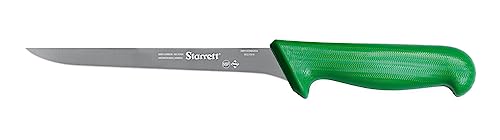 Starrett Professional Stainless Steel Chefs Kitchen Boning Knives - Narrow Straight Profile - 8-inch (200mm) - Green Handle