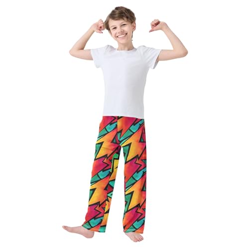 Pajama Pants Lounge Sleep PJ Bottoms Sleepwear Elastic Waist Drawstring S Gradient Lightning Arrow3