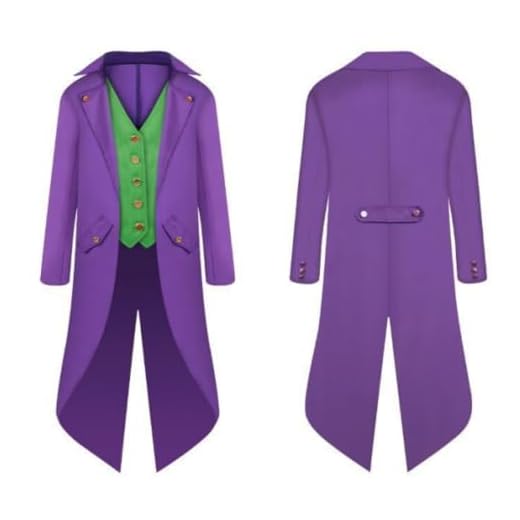 Máscara de esmoquin para adultos, disfraz de Halloween – Butler Steam Punk, traje de Joker para hombre (morado oscuro, XL)