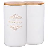Christian Art Gifts Keepsake Count Your Blessings Gratitude Jar Set w/Bible Verse Note Cards, Today I'm Grateful For, White Ceramic with Gold