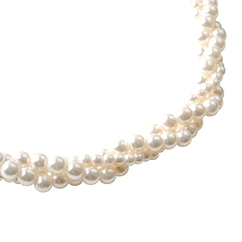 [Ｃｒｅａｍ　ｄｏｔ．] クリームドット ネックレス レディース 人気 小粒 パール 3連 編み込み 捻り ツイスト ボリューム ドレス 小物 ショート 【ホワイト×ワンサイズ】