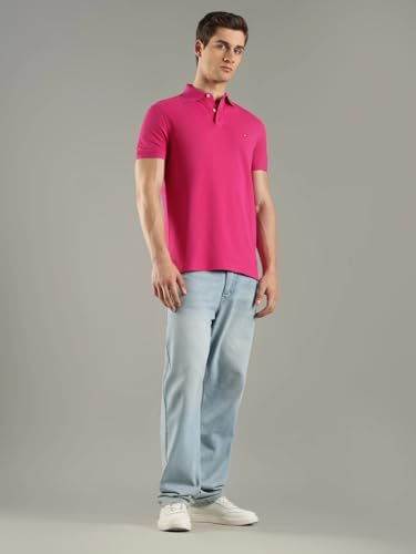 Image of Tommy Hilfiger Solid Regular fit Cotton Polo t-Shirt