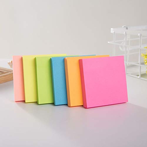 12 Pads Super Sticky Notes 6 Bright Color Self-Stick 3 inch x 3 inch 100 Sheets/Pad