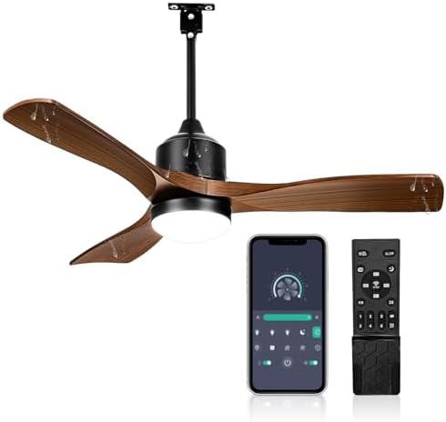 42 Inch Smart Outdoor Ceiling Fan with Light & Remote, IP65 Wet Rated Plug-in Fan for Gazebo/Patio/Porch/Pergola, Dimmable LED, App & Timer Control, Brown Finish