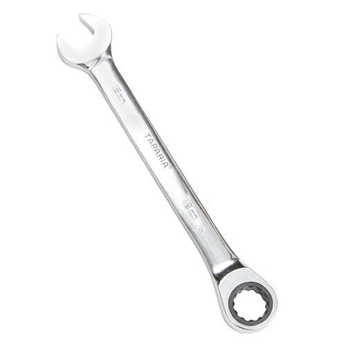 Image of Taparia 19mm Gear Wrench Combination Spanner made of Chrome Vanadium Steel, Combination Ratchet Spanner, CrV Steel Mirror polish Finish, Anti Rust coating