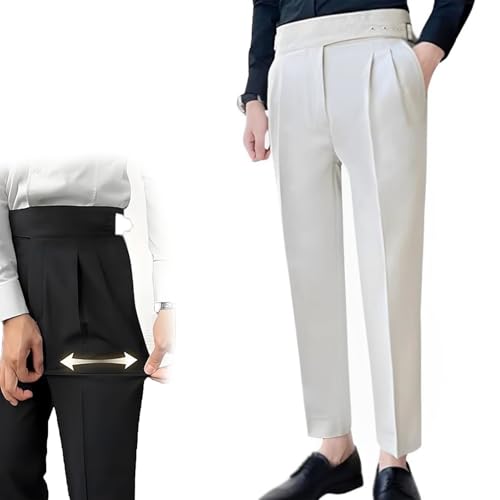 Mixgent Pants for Men, TimelessForm - Men's High Waisted Old Money Pleated Pants, Quick Dry Pleated Dress Pants2