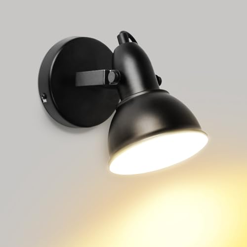 Track Lighting Fixtures Ceiling, Rotatable 1-Light Industrial Black Ceiling Spotlight Kit for Kitchen, Bedroom, Hallway, E26 Base (Bulbs Not Included)