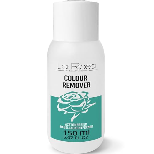 LaRosa Quitaesmalte para uñas SIN ACETONA 150ml para retirar los esmaltes convencionales de uñas naturales, de uñas de gel, de uñas acrílicas, uñas fibra de vidrio, no contiene acetona, aroma a LIMA