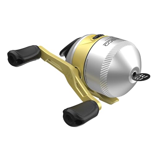 Zebco 33 Gold Spincast Fishing Reel, Size 30 Reel, Changeable Right- or Left-Hand Retrieve, Durable All-Metal Gears, Pre-Spooled with 10-Pound Zebco Cajun Fishing Line, Silver/Gold (Clam Packaging)