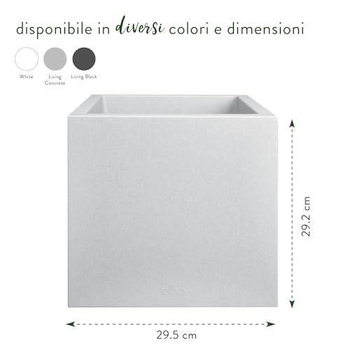 Elho Vivo Next Square 30 - Fioriera Per Interno Esterno - Ø 29.5 X H 29.5 Cm - Grigio/Living Concrete - 6