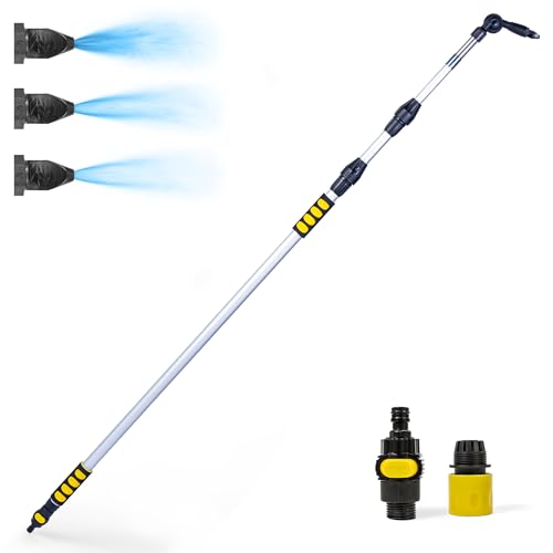 BIZSALVIDO 20ft Reach Telescopic Gutter Cleaning Tools from the Ground – Rain Gutter Cleaner with Heavy Duty Bendable Wand, Hose Attachment, Extension & Connecting Adapter | O-Ring Leak Proof Design