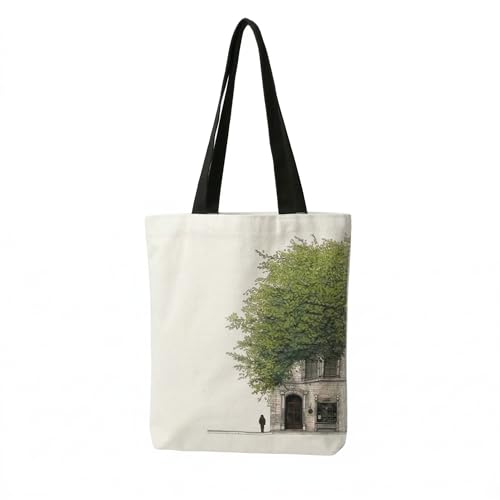 Image of Canvas Tote Bag with Zipper for Women| Inside Pocket | Cotton College Shoulder Bag | Stylish Travel Sling & Handbag for Daily Use | Cotton Canvas Fabric