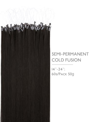Image of WENNALlFE T Lock Tip Hair Extensions Human Hair, 50g 60s 20 Inch Dark Brown Remy Hair Microlink Hair Extensions Real Human Hair Seamless Micro Loop Soft Reusable Micro Bead Extensiones De Cabello