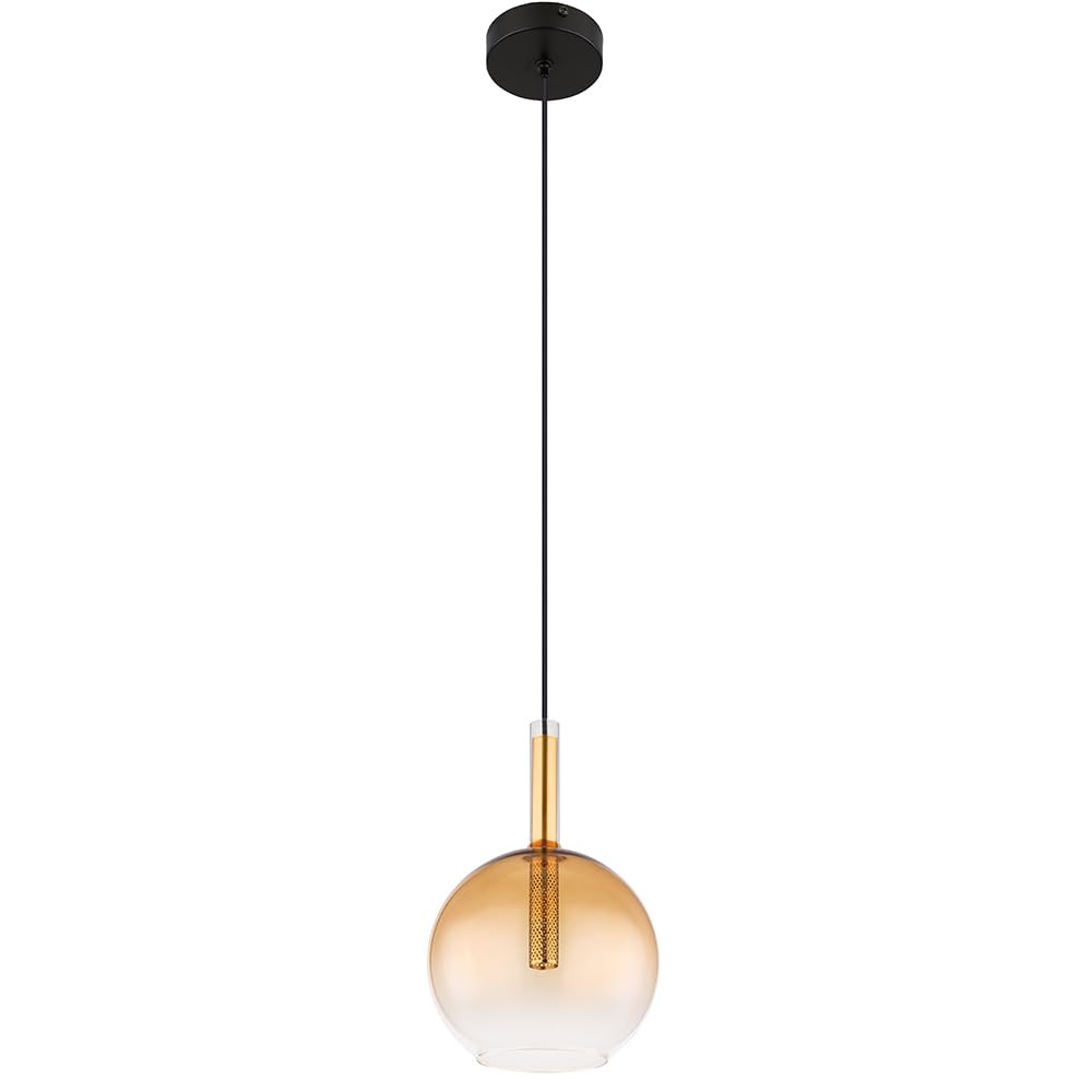 Luminosa Lighting Luminosa Lopusa Globe Slim Pendant Ceiling Light Matt Black Amber Glass Shade 1X G9 from B&Q