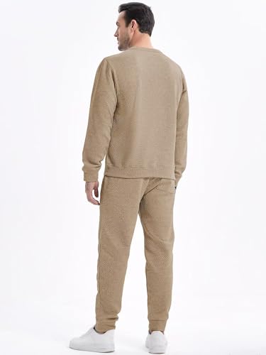 Men's 2 Piece Sweatsuits Outfits Casual Crewneck Jacquard Sweatshirt Joggers Sweatpants Set Tracksuit3