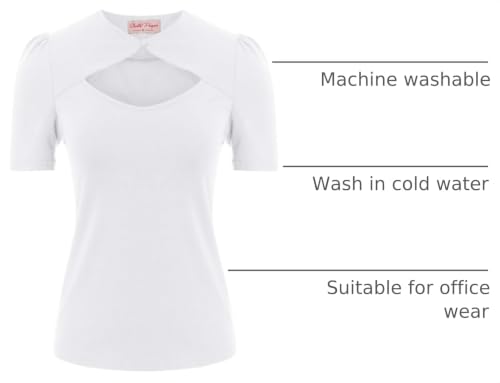 Image of Belle Poque Women's Hollowed-Out Tops 1950s Retro Vintage Short Sleeve Cotton Blouse