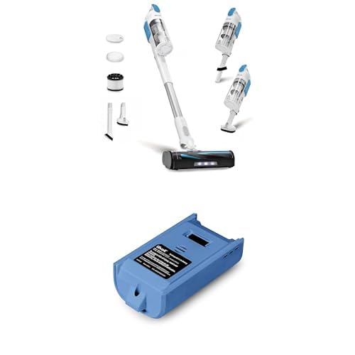 LEVOIT LVAC-200 White＆Blue Cordless Vacuum Cleaner + Replacement Battery, 2200mAh, Up to 50 Minutes Runtime