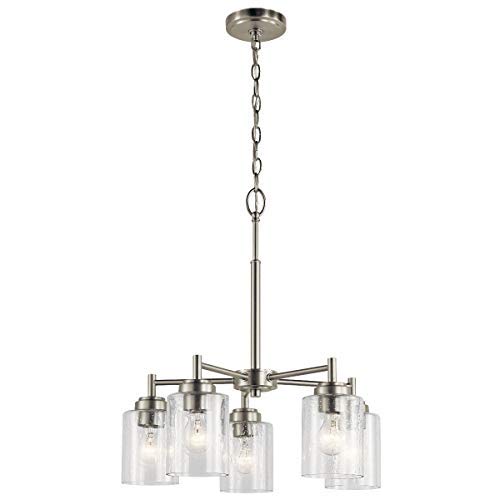 Kichler Winslow 19.75" Chandelier In Brushed Nickel, 5-Light Chandelier For Dining Room, Living Room, Or Bedroom, Clear Seeded Glass, (19.75" W X 16" H), 44030Ni #TOP3