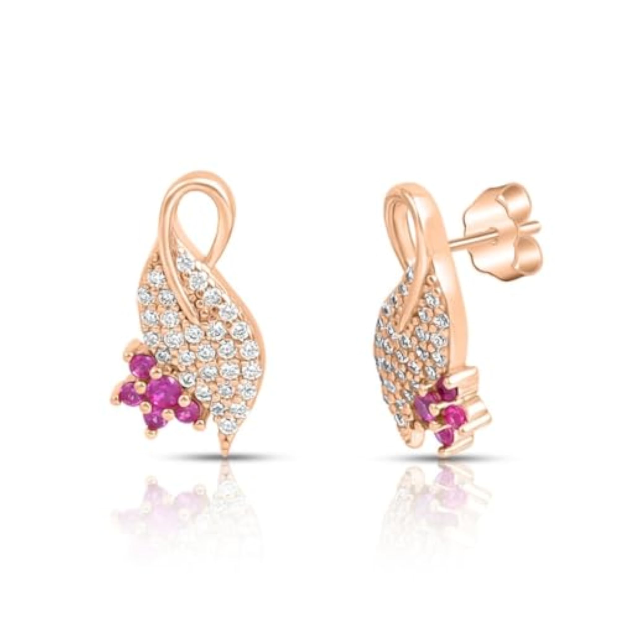 Women's 925 Sterling Silver Peacock Rose Gold Plated Earrings