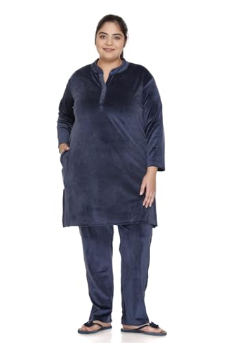 Image of In Love Women's Velvet Plus Size Cotton Shirt Palazzo Co-ord Set