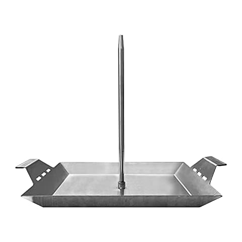 GRILLVANA Stainless Steel Vertical Skewer for Tacos Al Pastor, Shawarma, Kebabs- BBQ Grilling Accessory w/ 2 removable spikes (8.5” and 12”)- Use on Charcoal Grills or Stove- Handles, No Drip Plate Cover