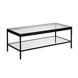 Henn&Hart 45' Wide Rectangular Rectangular Coffee Table in Blackened Bronze, Modern Rectangular Coffee Tables for living room, studio apartment essentials