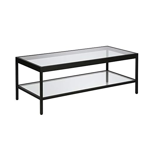 Henn&Hart 45" Wide Rectangular Rectangular Coffee Table in Blackened Bronze, Modern Rectangular Coffee Tables for living room, studio apartment essentials