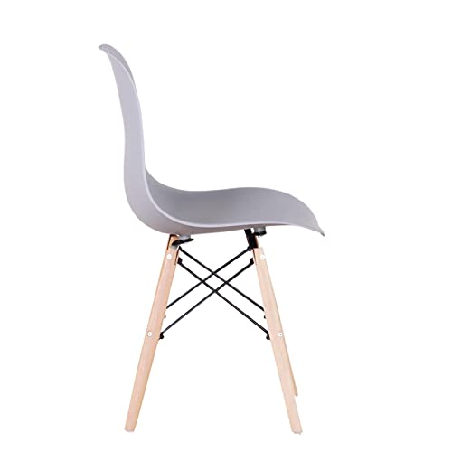 Amy&Lucky Modern Dining Chair Mid Century Plastic Chair, Side Chair With Wood Legs, Lounge Chair For Kitchen, Dining, Bedroom And Living Room, Set Of 4 (Grey) #TOP3
