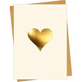Cheerin Love Card with Envelopes - Anniversary Card for Him or Her- Special Bday Card for Husband, Wife, Fiance, Bf, Gf - Minimalist Gold Heart Card Gift for Special Someone 5x7 Inch