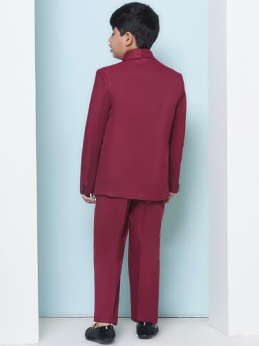 Image of AJ DEZINES Kids 5 Piece Solid Cotton Blend Coat Pant Suit Set For Boys
