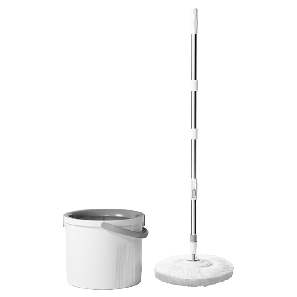 Home Juego De Cubo Para Fregona De Un Solo Cubo, Cubo Para Fregona Con Función De Escurrido, 5 Almohadillas De Microfibra Reutilizables, Fregona Giratoria De 360°