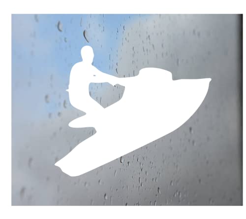 Image of Custom Decal Car for Waverunner Jetski /Car, Truck, Funny, Tumbler, Window, Motorcycle, Helmet, Bumper, Decal for Laptop, Phone, Home Decoration / 4 in x 4 in /White / # 741