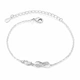 Grovjewfit Personalised Anklet for Women Custom Name and Birthstone Anklet Silver Infinity Bracelet Adjustable Gift for Mum Daughter Wife Girlfriend