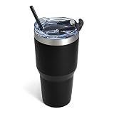 Zibtes 30oz Insulated Tumbler With Lid and Straws, Stainless Steel Double Vacuum Coffee Tumbler, Pow