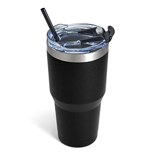 Zibtes 30Oz Insulated Tumbler With Lid And Straws, Stainless Steel Double Vacuum Coffee Tumbler, Powder Coated Travel Mug For Home, Office, Travel, Party (Black 1 Pack) #TOP6