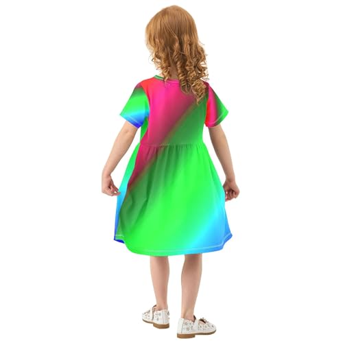 Abstract Vibrant Rainbow Colors Toddler Girls' Dresses 2t Summer Outfits Kids Spring Clothes Little Girl Dress3