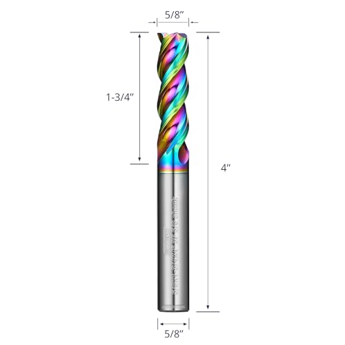 Image of Tools DLC Series Carbide Square End Mill, Diamond-Like Coating, End Mill for Aluminum, Copper, Magnesium Alloys, High Silicon Aluminum, Composite Materials,3 Flute,5 /8 Shank (0.625(5 /8) inch, 1pcs)